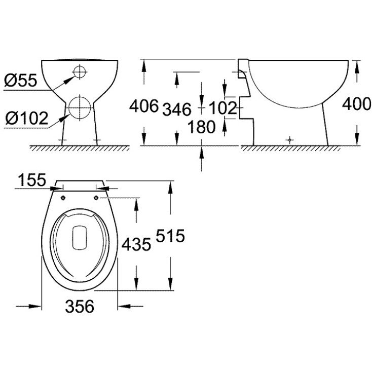 Унитаз напольный Grohe Bau Ceramic 39430000 купить в интернет-магазине Sanbest