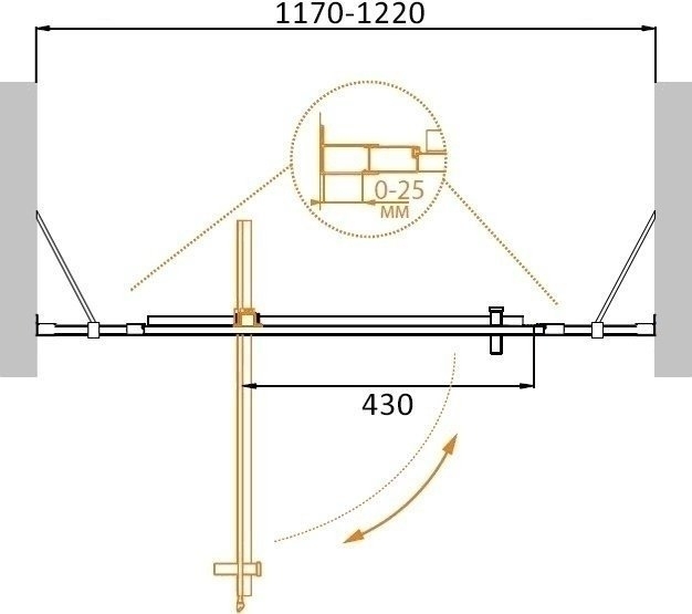 Душевая дверь Cezares MOLVENO BA-12-70+50 прозрачный 120x190 купить в интернет-магазине Sanbest