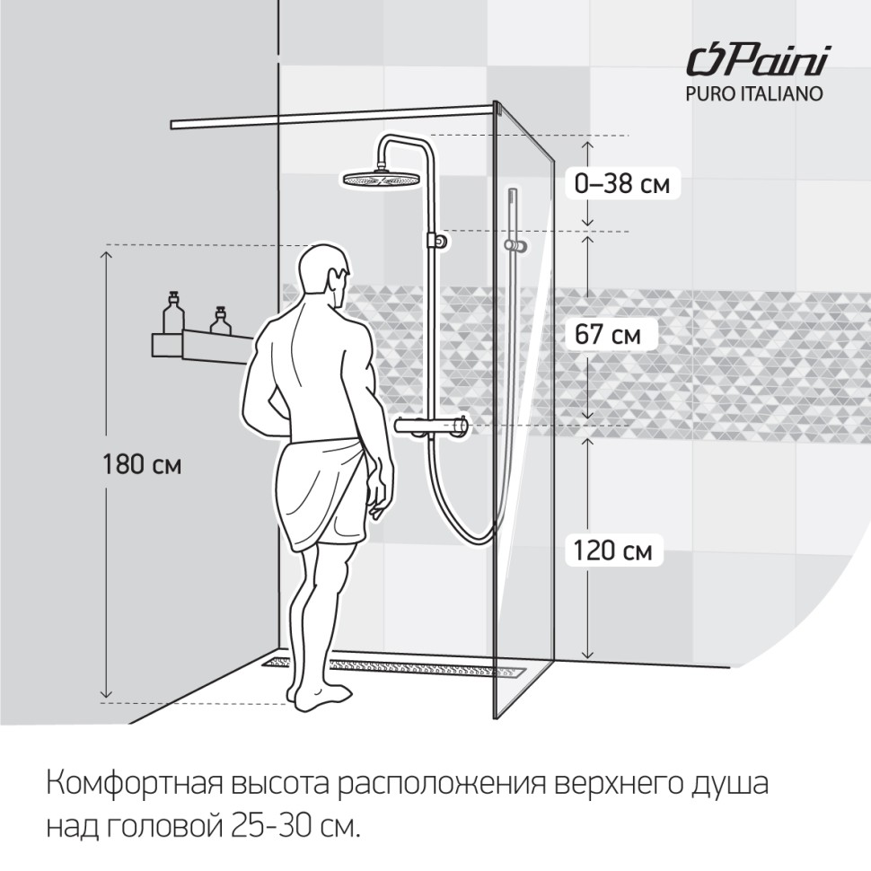 Душевая система PAINI Cox 78PQ689TH черный глянцевый купить в интернет-магазине сантехники Sanbest