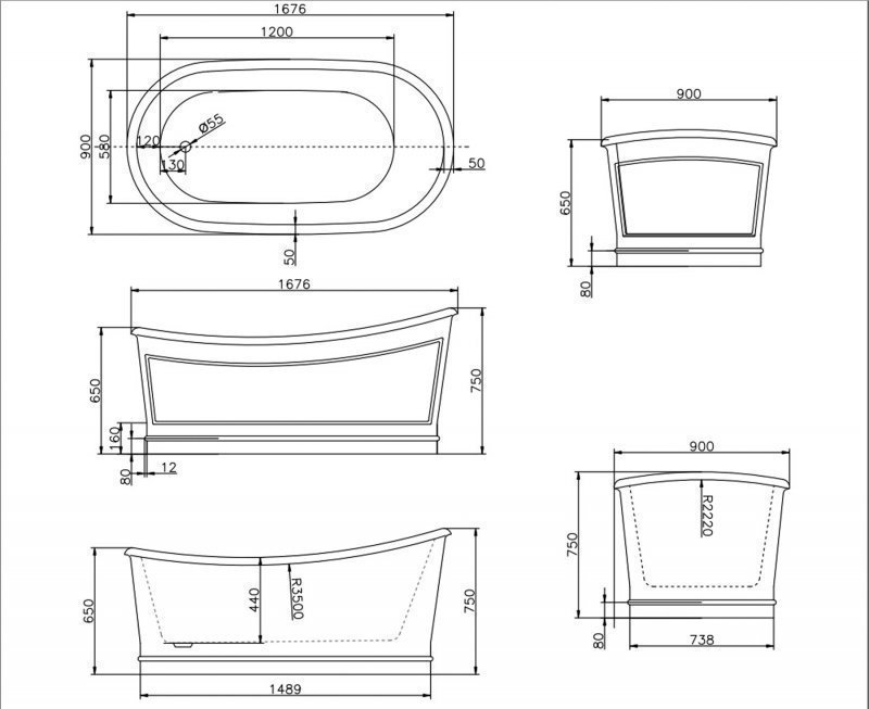 Ванна отдельностоящая BelBagno BB32-CF36 168х90 купить в интернет-магазине Sanbest