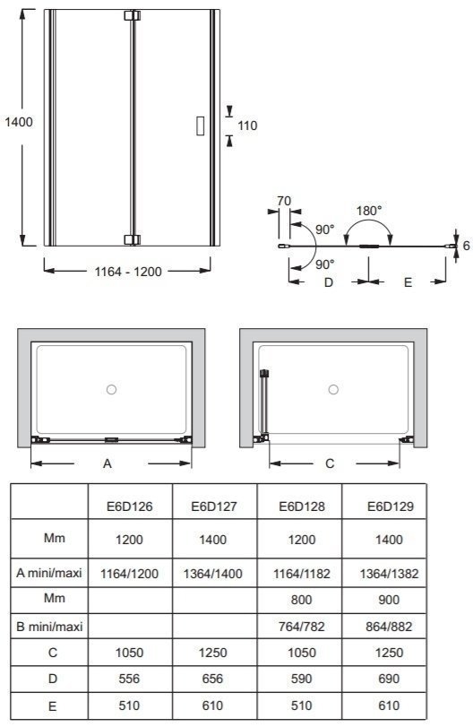 Шторка для ванны Jacob Delafon CAPSULE E6D128-GA 120х80 купить в интернет-магазине Sanbest