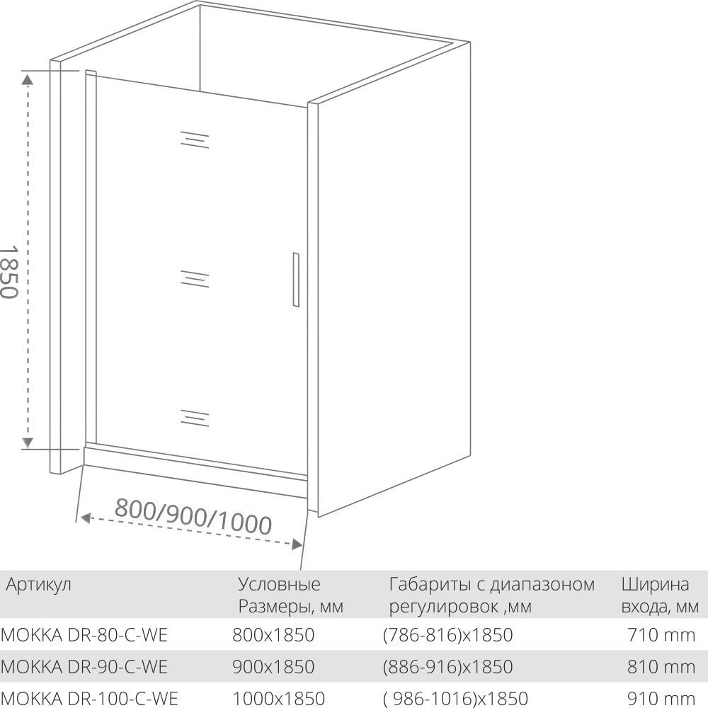 Душевая дверь Good Door MOKKA DR-100-C-WE купить в интернет-магазине Sanbest