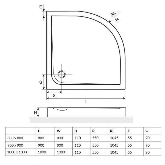 Душевой поддон Excellent Sense Compact 80x80 белый купить в интернет-магазине Sanbest