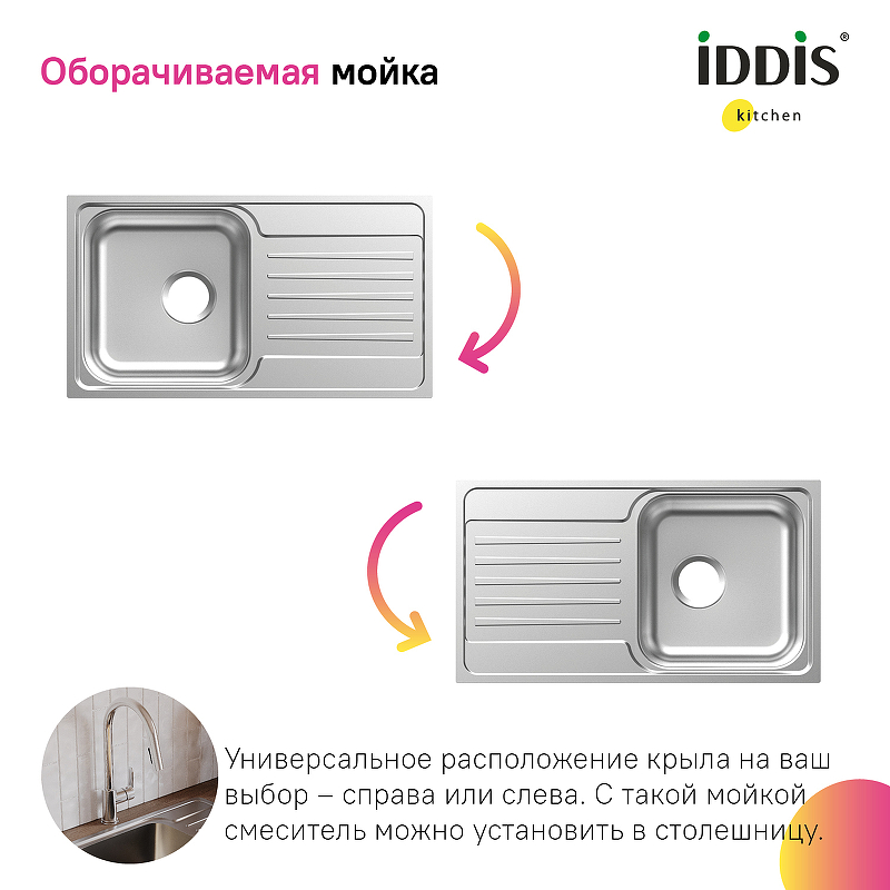 Кухонная мойка Iddis Sound 78 SND78PDi77 сталь купить в интернет-магазине сантехники Sanbest