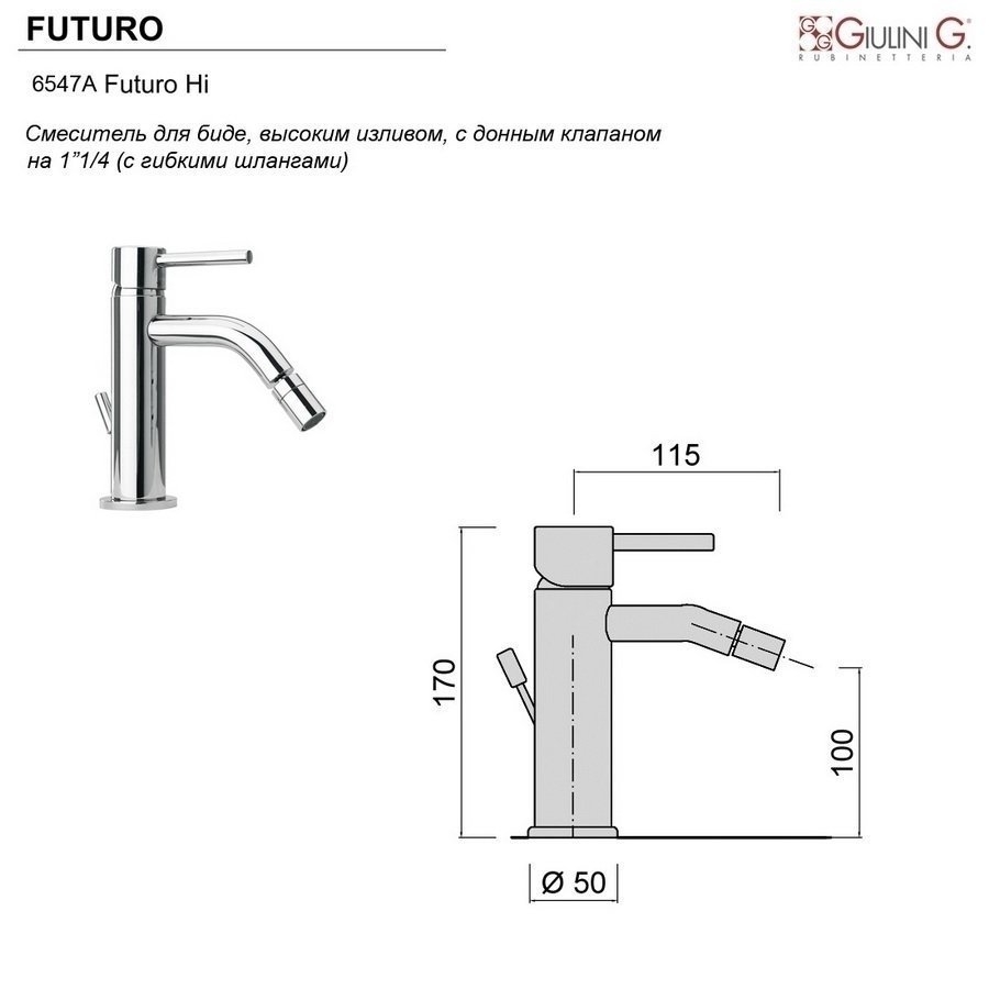 Смеситель для биде Giulini Futuro 6547A хром купить в интернет-магазине сантехники Sanbest