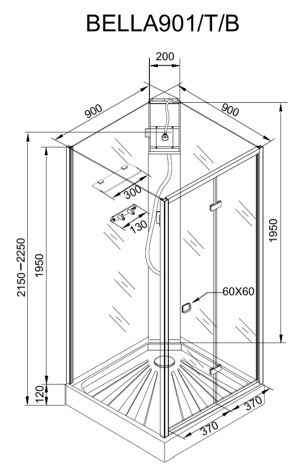 Душевая кабина CeruttiSpa BELLA901B 90x90 купить в интернет-магазине Sanbest