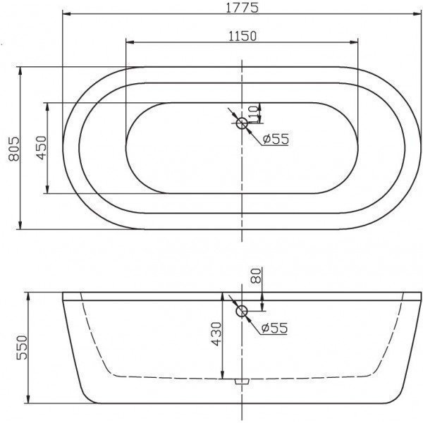 Ванна Belbagno BB12-1775 177х80 купить в интернет-магазине Sanbest