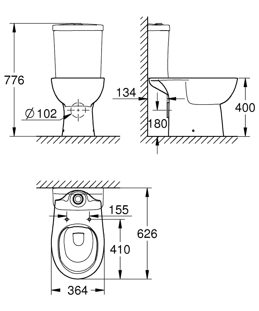 Унитаз Grohe Bau Ceramic 39349 436 безободковый, с бачком купить в интернет-магазине Sanbest