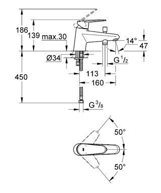 Смеситель для ванны Grohe Eurodisc Cosmopolitan 33192 002 купить в интернет-магазине сантехники Sanbest