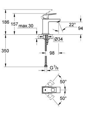 Смеситель для раковины Grohe Eurocube 23132 000 купить в интернет-магазине сантехники Sanbest