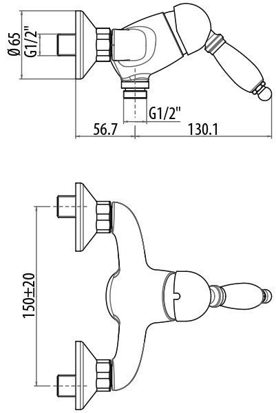 Смеситель для душа Gattoni Orta 2725/27C0 OLD хром купить в интернет-магазине сантехники Sanbest