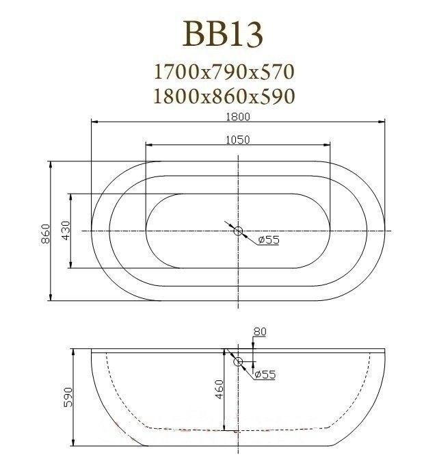 Ванна BelBagno BB13-1700 купить в интернет-магазине Sanbest