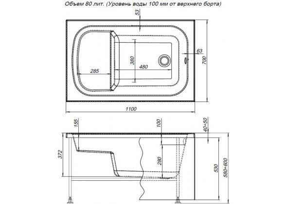 Акриловая ванна Aquanet Seed 110x70 246173 с к/с купить в интернет-магазине Sanbest