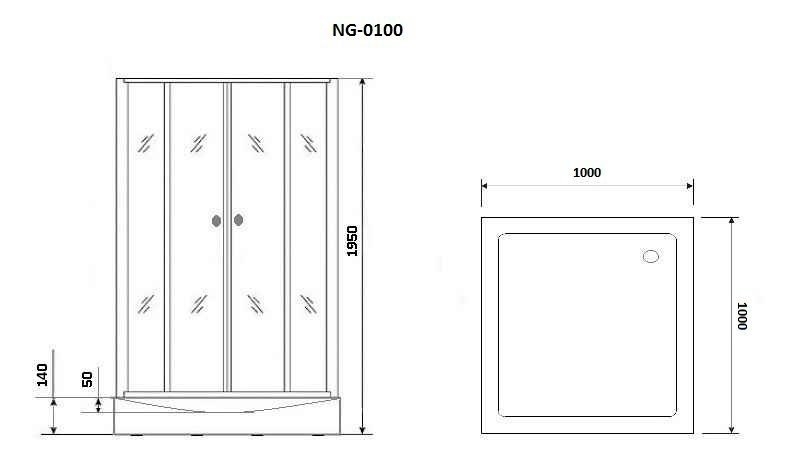 Душевой уголок Niagara Nova NG-0100-14 100х100 купить в интернет-магазине Sanbest