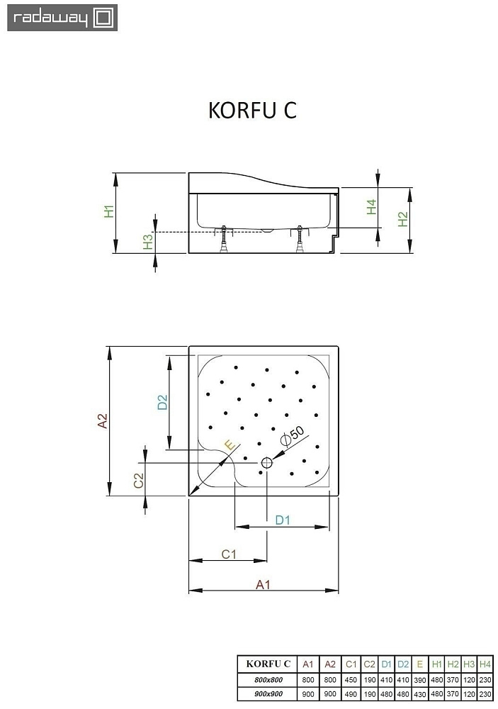 Душевой поддон Radaway Korfu C 90х90 купить в интернет-магазине Sanbest