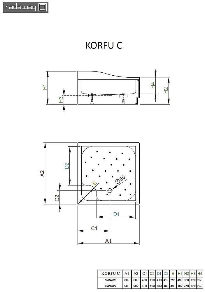 Душевой поддон Radaway Korfu C 4C99400-03 90х90 белый купить в интернет-магазине Sanbest