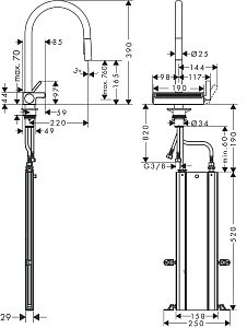 Смеситель для кухни Hansgrohe Aquno Select M81 170 73831800 купить в интернет-магазине сантехники Sanbest