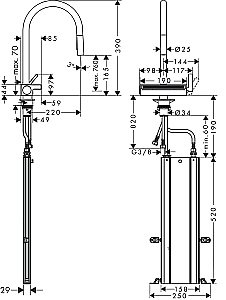 Смеситель для кухни Hansgrohe Aquno Select M81 170 73831800 купить в интернет-магазине сантехники Sanbest