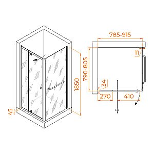 Душевой уголок RGW Passage PA-32-1 (PA-02 + Z-060-1) 80x80 стекло прозрачное/профиль хром купить в интернет-магазине Sanbest