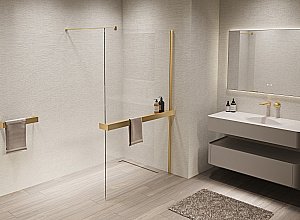 Душевая перегородка Vincea Walk-In VSW-1HR100CLG 100x200 профиль матовый золотой/стекло прозрачное купить в интернет-магазине Sanbest