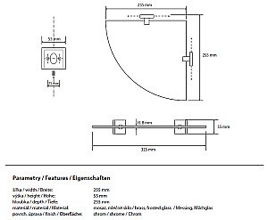 Полка стеклянная угловая модeль Bemeta Beta 132102012 25,5 купить в интернет-магазине сантехники Sanbest