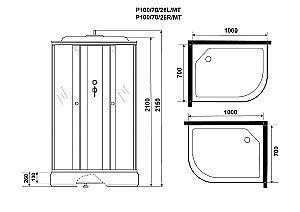 Душевая кабина Niagara Promo 100х70 стекло матовое/профиль белый купить в интернет-магазине Sanbest
