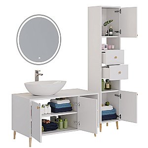 Тумба с раковиной Dreja LUNO 99.2003 100 белый глянец для ванной в интернет-магазине Sanbest