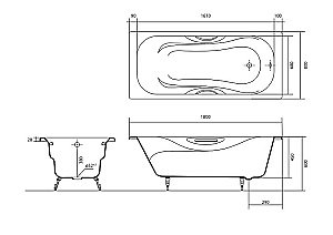Ванна Aquatek Гамма 180x80 AQ8080FH-00 белая купить в интернет-магазине Sanbest
