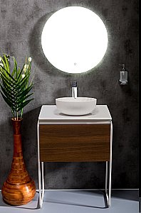 Тумба с раковиной и столешницей Armadi Art Vallessi 60 дуб темный фактурный для ванной в интернет-магазине Sanbest