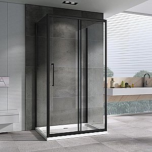 Душевой уголок ABBER Schwarzer Diamant AG30120BH-S75B-S75B 120x75 стекло прозрачное/профиль черный купить в интернет-магазине Sanbest