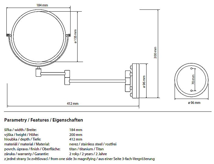 Косметическое зеркало Bemeta Retro 106101698 18 купить в интернет-магазине сантехники Sanbest
