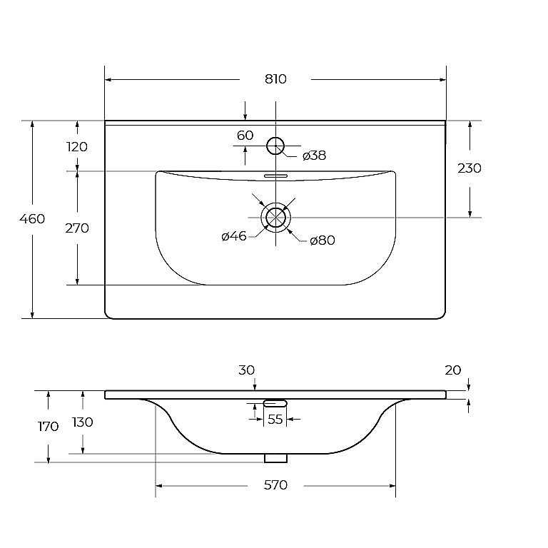 Раковина Cezares CZR-8099-80 белая купить в интернет-магазине Sanbest