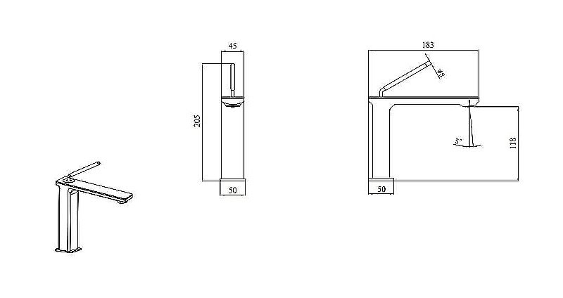 Смеситель для раковины Black&white Gravity GF-7105-С хром купить в интернет-магазине сантехники Sanbest