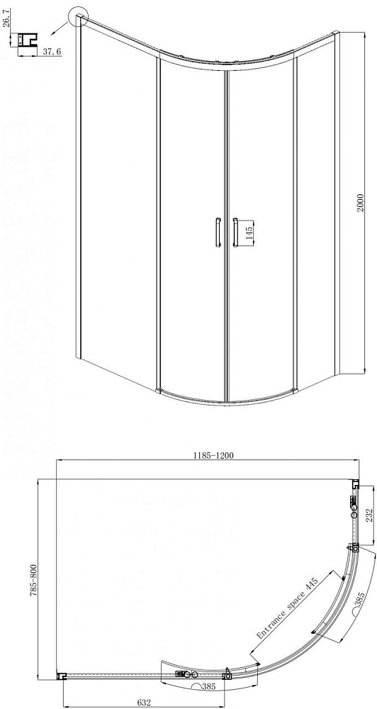 Душевой уголок Ambassador Queen 80x120 11011103 купить в интернет-магазине Sanbest