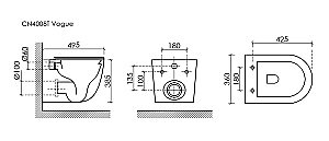 Унитаз подвесной Ceramica Nova Vogue CN4008TMB черный матовый, с крышкой микролифт, безободковый, слив-торнадо купить в интернет-магазине Sanbest
