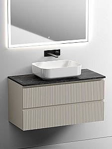 Тумба с раковиной Sancos SNOB T 100 со столешницей, бежевая матовая для ванной в интернет-магазине Sanbest