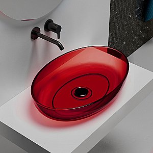 Раковина накладная прозрачная ABBER Kristall AT2801Rubin красная купить в интернет-магазине Sanbest