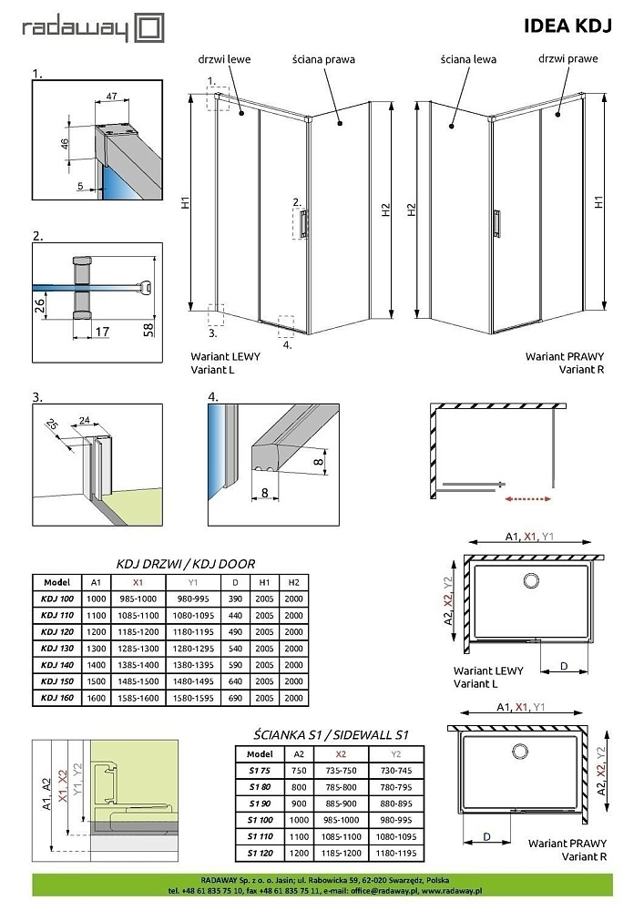 Душевой уголок Radaway Idea KDJ 130x100 купить в интернет-магазине Sanbest