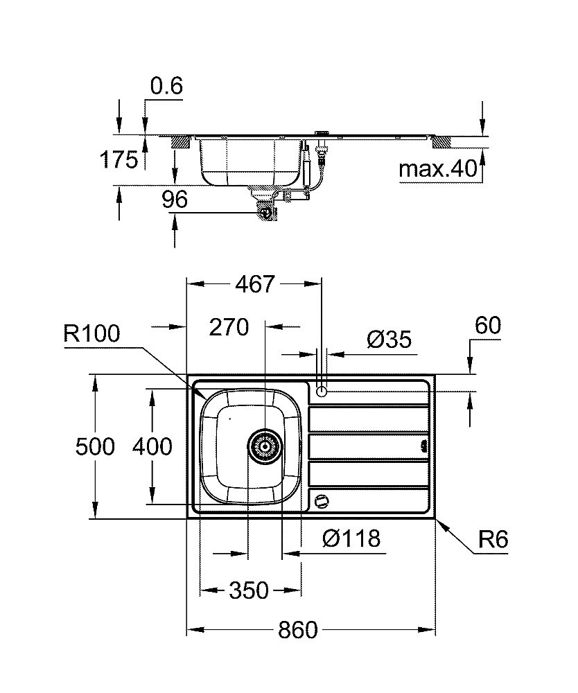 Кухонная мойка Grohe K200 31562SD1 хром купить в интернет-магазине сантехники Sanbest