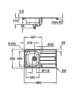 Кухонная мойка Grohe K200 31562SD1 хром купить в интернет-магазине сантехники Sanbest