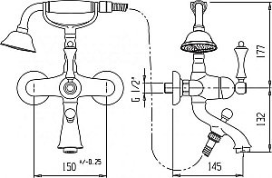 Смеситель для ванны и душа Cezares MARGOT-VDM-03/24-M золото купить в интернет-магазине сантехники Sanbest