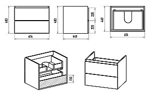 Тумба с раковиной Misty Карат - 65 П-Кар09065-01/19-2Я белый/темное дерево для ванной в интернет-магазине Sanbest