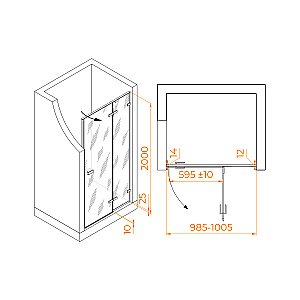 Душевая дверь RGW Stilvoll SV-004B 100 353200410-24 стекло матовое-сатинат/профиль черный купить в интернет-магазине Sanbest