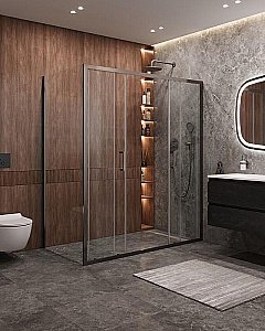Душевой уголок Cezares Molveno 170x90 AH-2/2-170/90-C-GM-IV стекло прозрачное/профиль матовая оружейная сталь купить в интернет-магазине Sanbest