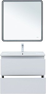 Тумба с раковиной Aquanet Эмбер 330467 80 белый матовый для ванной в интернет-магазине Sanbest