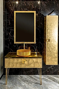 Консоль с раковиной и столешницей Armadi Art LUCIDO 80 поталь для ванной в интернет-магазине сантехники Sanbest