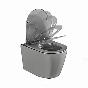 Унитаз подвесной BAS ROUND GREY безободковый, с крышкой микролифт, серый купить в интернет-магазине Sanbest