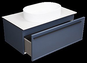 Тумба с раковиной LA FENICE Elba Blu Grigio 90 синяя/столешница белая для ванной в интернет-магазине Sanbest