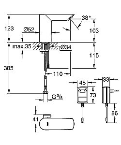 Смеситель для раковины Grohe Bau Cosmopolitan E 36453000 купить в интернет-магазине сантехники Sanbest