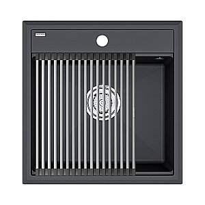 Кухонная мойка Paulmark STEPIA 50 + ролл-мат STEP PM115051-AN+R375-BS антрацит купить в интернет-магазине сантехники Sanbest